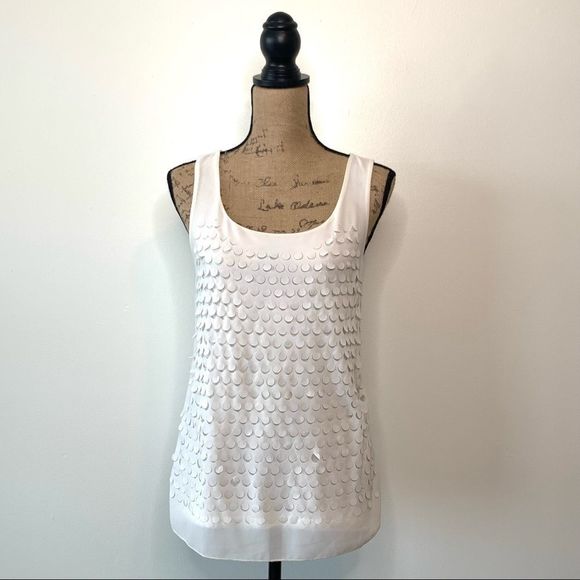 Ann Taylor Sleeveless White Circle Cut Top Small - Picture 7 of 16